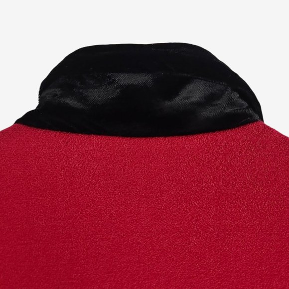 Talbot's Wool Coat Red With Black Velvet Trim Size 8 - Picture 6 of 8